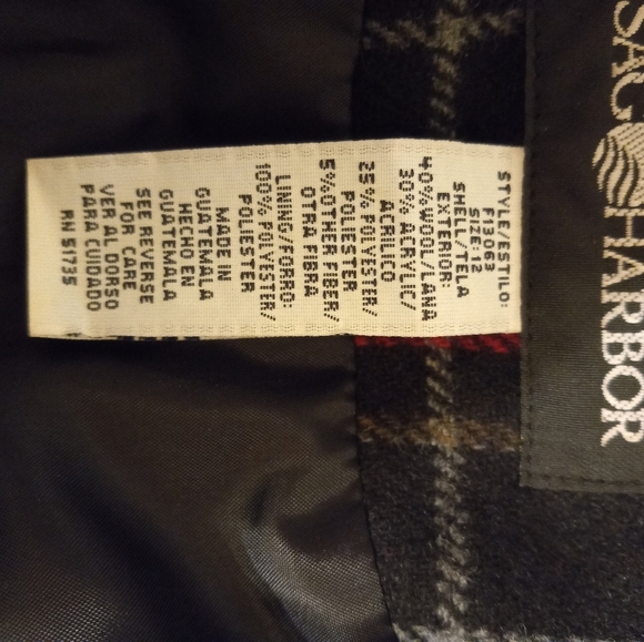 SAG Harbor Wool Blend Blazer Jacket Plaid Black Size 12/40 - Picture 10 of 10